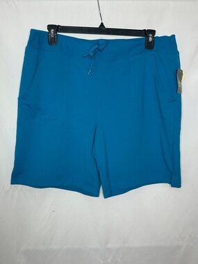 NWT Athletic Works Womens Teal Blue Cotton Athleisure Drawstring Shorts